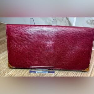 Givenchy Burgundy Bordeaux Leather Long Wallet